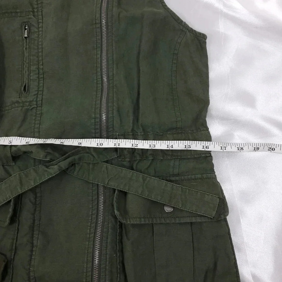 Athleta Wanderabout 100% linen olive green utility tunic vest xs zip-up top xs - Picture 6 of 14